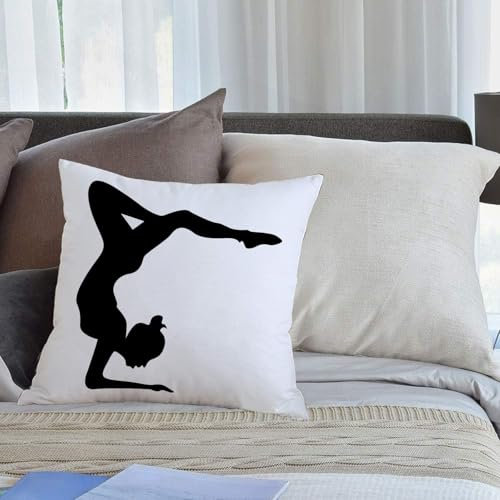 EMCLKS Designs Kissenbezug Männer/Frauen/Jungen/Mädchen Wohnzimmer Schlafzimmer Sofa Stuhl Kissenbezüge,Gymnastik Pose Handstand mädchen Silhouette,40x40cm