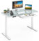 Giantex Escritorio de Ordenador con Altura Ajustable, Tablero de Cristal 120 x 60 cm, Puerto USB y Tipo C, Mesa de Oficina con Cajón, Escritorio Eléctrico para Oficina, Dormitorio (Blanco)