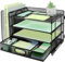 3 Tier Desk File Organiser with Extra Vertical File Sorter, Paper Letter Tray with Top Stationery Drawer Holder, A4 Paper Desktop Filing Trays, Magazine Document Holder for Home Office, Black