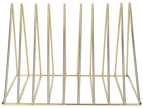 Golden Study Room Rack, Geometric Shape Wrought Iron Bookshelf Holder, Household Decor for Office Desk Use, Simple Design with Ingenious Craftsmanship