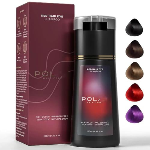 PolarHair Dye Shampoo, PolarHaircare Instant Dye Shampoo, Haarfärbeshampoo 3 in 1 für graues Haar, Farbshampoo Haarfärbemittel für Haarabdeckung, hält das Haar gesund und glänzend (Red)