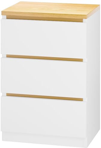 ZHOUBA Nachttisch, Nachttisch, rustikaler Schlafzimmer-Beistelltisch mit 3 Schubladen, Couchtisch, L 39,9 cm B 30 cm, Bett-Beistelltisch aus Holz mit Stauraum für Wohnzimmer Weiß