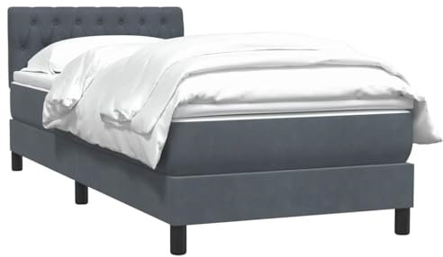 vidaXL Boxspringbett mit Matratze Dunkelgrau 100x220 cm Samt