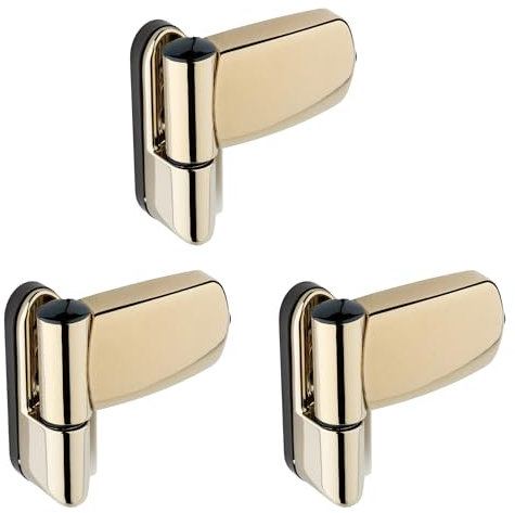 [FIXINGS DIRECT] Ultimate UPVC Double Glazing Door Flag Hinge (White, Black, Gold, Chrome, Grey) High Security, Fully Adjustable 85mm x 89mm Flag Hinge for Composite Doors (3, Gold)