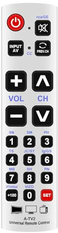 AULCMEET New Replace Universal Remote Control A-TV2 fit for JVC Sanyo Zenith Panasonic Philips Hitachi RCA Hisense TCL LG Samsung Sony Vizio Sharp Toshiba TV (no Setup Required)