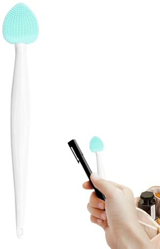 Nose Brush Silicone & Face Scrubber,Silicone Lip Brush,Heart Shape Nose Cleansing,Handheld Double-Sided Soft Scrub, Blackhead Removal and Pore Cleansing,for Maintenance & Makeup