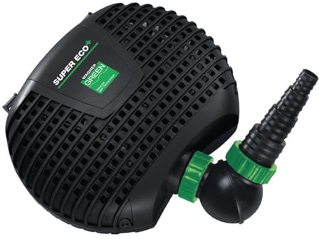 Wagner GREEN SuperECO 5000 Teichpumpe 5.000 Liter pro Stunde 22 Watt, energiesparende Filterpumpe, Bachlaufpumpe, Umwälzpumpe, Gartenteichpumpe für Koiteich