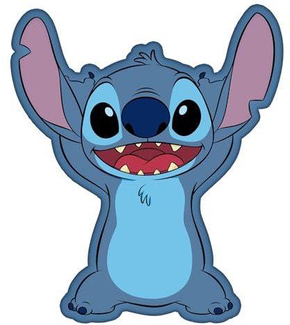 Jerry Fabrics Disney Kissen in Stickform, 34 x 28 cm, weiches 3D-Plüschkissen, offizielles Lizenzprodukt von Lilo & Stitch, 100 % Polyester, Kinderzimmer-Dekoration, Geschenk