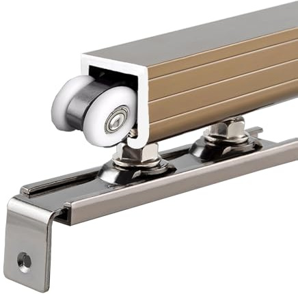Schwerlast-Schiebetür-Set mit einer Schiene, anpassbares Schienensystem für Kleiderschrank, Taschentüren und Falttüren, ideal für Schlafzimmer, Büro und Küche (Gold, 3 m)