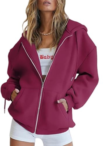Felpa con cappuccio da donna 2025, con cerniera, elegante, casual, taglie forti