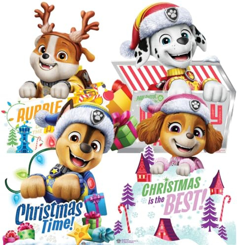 Star Cutouts SC4795 Paw Patrol Christmas Sign Star 55cm Mini Multipack Cardboard Cutouts – Holiday Decorations for Kids Parties & Rooms