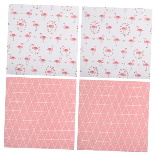 Mobestech 4 Stück Patchwork Stoff Flamingo Baumwollstoff Weich Strapazierfähig DIY Nähen Quilten Basteln Zubehör für Kissen Tischdecke Handwerk