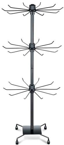 bahforam 3 Tier Spinner Display Rack Retail Display Stand Metal Rotating Display Rack for Jewelry Keyring Socking HatsToys