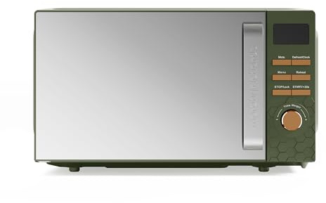 Morphy Richards Cassini Digital Glass Microwave, 20L Capacity, Stainless Steel Inner Cavity, 6 Power Levels, Defrost, 95 Minute Timer, 24.5cm Glass Turntable, Easy Clean, 800W, Olivine, 511422