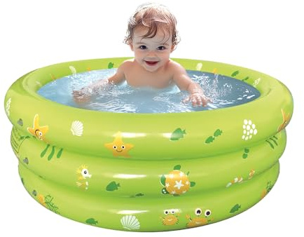 KQWVZ Planschbecken Für Kinder, 86 X 25 cm Aufblasbares Planschbecken, 3-Ring, Planschbecken Baby, BabyPlanschbecken, Aufblasbarer Pool Für Kinder Familie Outdoor Garten Hinterhof Wasserspiel