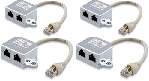 kwmobile 2X Netzwerkkabel Splitter Anschlussverdoppler - Netzwerk ISDN Adapter LAN Verteiler - T-Adapter - Netzwerk Kabel auf 1x ISDN 1x Ethernet (Packung mit 2)