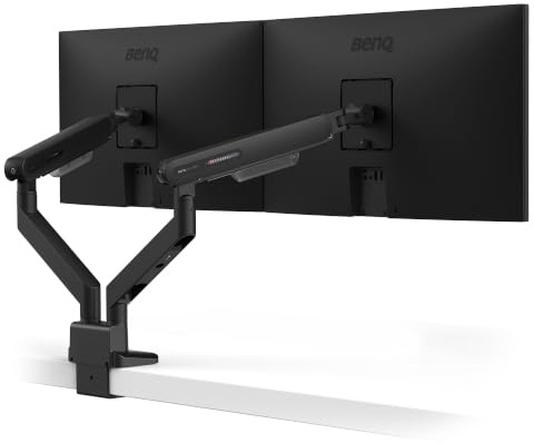 BenQ Ergo Arm BDL01 –Brazo para monitor, ajuste fluido, soporte de escritorio estable, compatible con VESA (75×75, 100×100), soporta hasta 35 y 11 kg por brazo. Para grosores de escritorio de 10~50mm