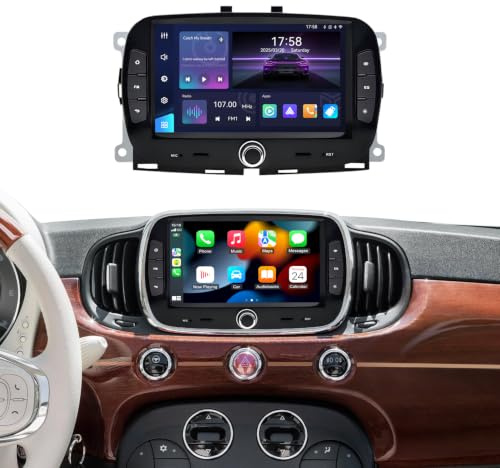 7 Linux CarPlay Car Stereo for Fiat 500 2016-2022 with Android Auto | Wireless CarPlay, WiFi, Bluetooth, DSP, FM/RDS Radio, Rearview Camera