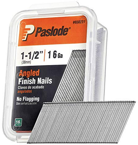 Paslode 650231 1-1/2-Inch by 16 Gauge 20 Degree Angled Galvanized Finish Nail (2,000 Per Box)