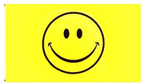 SHATCHI 5x3ft Flag Smiley Emoji/Jolly Roger/Red Scarf/Rum Skull Spooky Halloween Christmas Treasure Hunt Kids Banner Table Cover Party Decorations, Solid, Smile Face Yellow