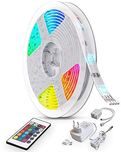 B.K.Licht 10m Tira LED autoadhesiva, 16 RGB Flexibles Multicolor, LED Kit Completo con mando a distancia, Luz Ambiental