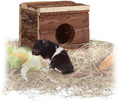 Relaxdays Nagerhaus aus Holz, Hamster, Rennmaus, ohne Boden, 1 Öffnung, naturbelassen, Kleintierhaus 14x15x13cm, braun