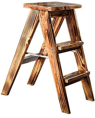 Klapptreppe Klapptritt Klappleiter Faltbare Leiter Trittleiter 3 Stufen Holz Leicht und faltbar Leiterregale Bank für Zuhause Loft-Bibliothek - 150 kg Kapazität