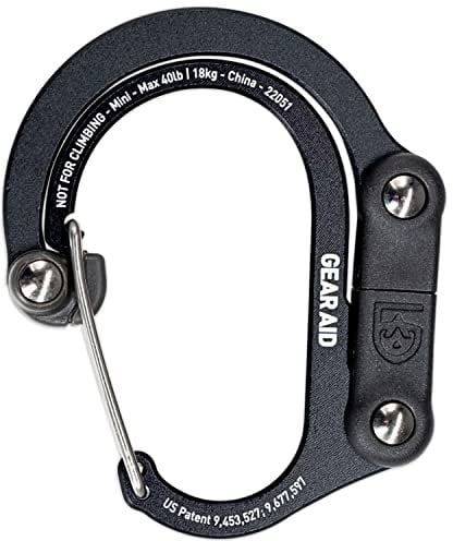 GEAR AID HEROCLIP Karabinerclip und -Haken (Mini) für Reisen, Gepäck und kleine Taschen, Schwarz