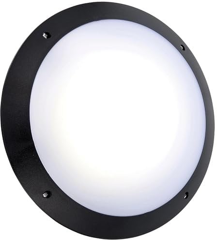 SERAN’s 12W Round Motion Sensor SMD LED Light - IP65 Outdoor Security Light - Flush Round Bulkhead Wall Light -Flush Wall Light - Commercial or Domestic Use | Daylight 6000K