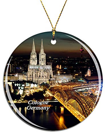 Weekino Deutschland Hohenzollernbrücke Köln Dreieck Köln Weihnachtsdekoration Christbaumkugel Hängender Weihnachtsbaum Anhänger Dekor City Travel Souvenir Collection Porzellan 2,85 Zoll