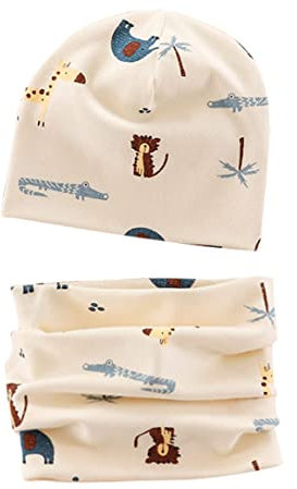 VUCDXOP Baby Kinder Baumwolle Mütze Schal Set Winter Jungen Mädchen Beanie Hüte + Schlauchschal 2er Set Herbst Winter Weich Baumwolle Beanie Mütze Hut Halstuch Rundschal Nackenwärmer Set