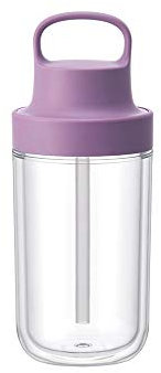 KINTO 20064 TOGO Bottle - 360.8 ml (360ml) - Lila - Inklusive Strohhalm - Leichte Wasserflasche - Spülmaschinenfest - Doppelwandige Konstruktion