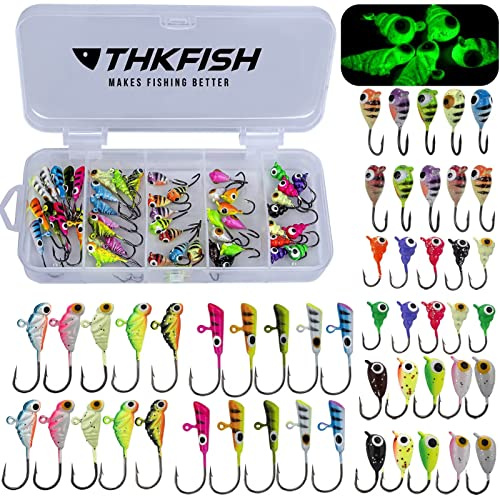THKFISH 31 st/50 st/låda isfiske jiggar huvud bete fiskekrokar vinterfiskesats jiggen glitter
