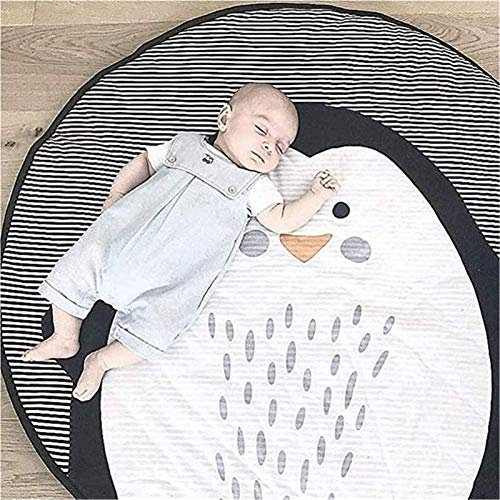 KIKOM Baby Krabbeldecke Cartoon Tier Baby Spielmatte Spieldecke Baumwolle Weiche Schlafteppich für Baby Kinder 90CM (Pinguin)