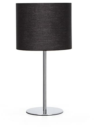 Aigostar Klassische Tischlampe, elegantem E14-Sockel, klassische dekorative Nachttischlampe mit glänzendem Stahlsockel und schwarzem Lampenschirm, ideale Dekoration für Schlafzimmer und Wohnzimmer