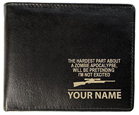 Personalised Mens Real Leather Wallet - Zombie Apocalypse Design (Toscana Style)
