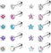 ADRAMATA 10 Pairs 18G Ear Stud Earrings - Stainless Steel Round Star Cubic Zirconia - 3mm x 6mm - 100g