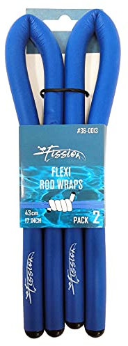 FISSION - 2 Pack of 43cm x 13mm - Fishing Rod Protection FLEXI WRAPS Anti Rub Protection for Storing All types of fishing Rods - Sea, Carp and Coarse [36-0013]