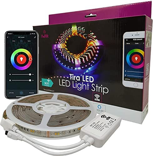 Tira Led Inteligente WiFi Smart 24W 5m Regulable IP65, Luces RGBW 2700k-6500K, Iluminación Decorativa para Habitación, Ajustable y Multicolor, App TUYA, compatible con Alexa y Google Assistant (5M).