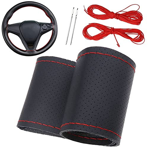 ZLIUTIN Lenkradhülle zum Aufnähen, Universal, DIY, aus Mikrofaser-Leder, Befestigung zum Aufnähen, Lenkradbezug, mit Nadeln