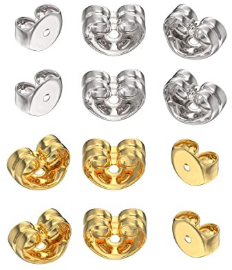 Aeon Replacement Earring Backs - 3 Pairs Silver + 3 Pairs Gold Plating on Silver | 925 Sterling Silver Butterfly Safety Backings