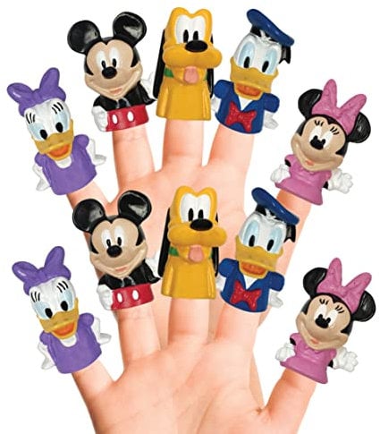 Disney Mickey Mouse & Friends Bath Finger Puppets, 10 Pc - Bath Toys, Easter Basket Fillers, Easter Gifts