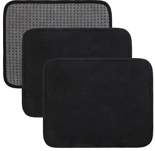 Windspeed 3PCS Bowling Ball Towel, 10x8in Microfiber Bowling Ball Cleaner Towel with EZ Grip Dots, Non-Slip Bowling Ball Shammy Pad for Cleaning Dirt/Oil to Boost Precision (Black)