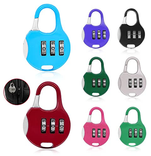 8 pcs Gepäckschloss Zahlenschloss Klein Zahlenschloss Vorhängeschloss 3 Stellig Verstellbares Kombinationsschloss Mini Kofferschloss Mit Zahlencode für Fitnessraum Schließfächer Reisen (8 Farben)