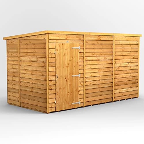 Powersheds High Grade Premium Pent Overlap Wooden Shed, Security Features, Door Flexibility, made from 10 mm Extra Thick Timber (Windowless)