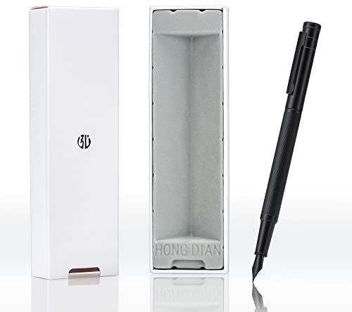 Wikult Personalized Hong-Dian Matte Black Forest Fountain Pen, Medium Nib Classic Design with Gift Box Set, Engraved with Your Name