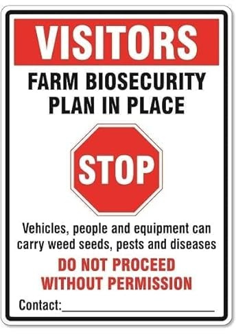 Farm Biosecurity Plan In Place Schild Landwirtschaft Schilder Biosicherheit Schilder Metall Blechschild 20,3 x 30,5 cm Vorsicht Gefahr Sicherheit Warnhinweise Hinweisschilder