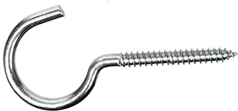 Screw Hook Open Zinc Plated Steel Wall Mount Ceiling Hanging (Pack of 10) (6mm x 80mm) X05D/2