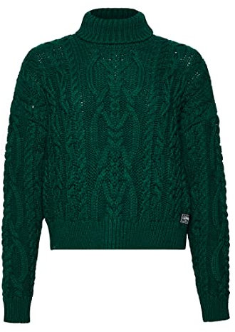 Vintage HIGH Neck Cable Knit Polo-Pullover,