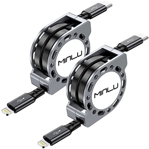 Einziehbares USB C auf Lightning Kabel 1.2M 2Pack [MFi zertifiziert] iPhone 14/13/12/11 Schnelllade Kabel Typ C iPhone Ladegerät Kabel für iPhone 14 13 12 11 Pro Max/Pro/Mini Xs X 8 Plus 8 7 6s 6 5 SE